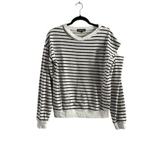 Jack Meets Kate Wmn XS Striped Casual Distressed Ripped Crewneck Juno Sweatshirt